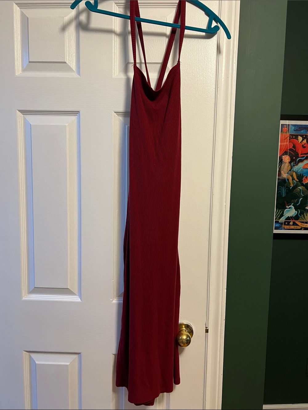 Sleeveless Ribbed Reformation Maxi Dress - Burgundy
